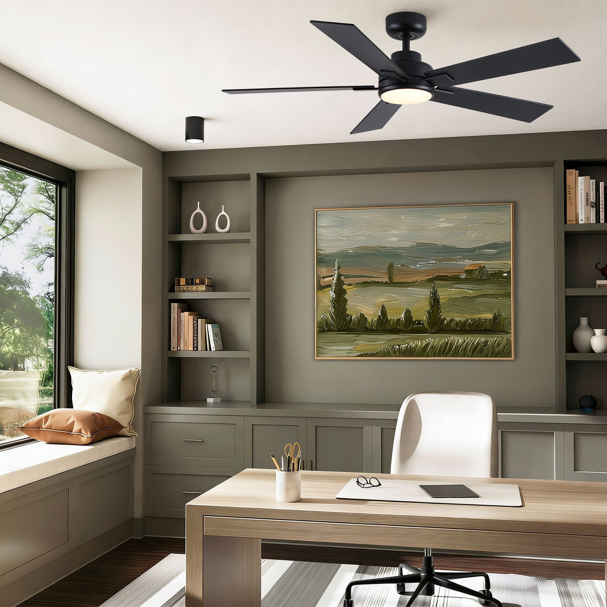 Reversible Motor Integrated LED Dimmable Ceiling Fan With Light