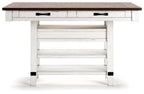 Valebeck - 5 Pc. - Counter Table With Wine Rack, 4 Swivel Stools - White / Brown