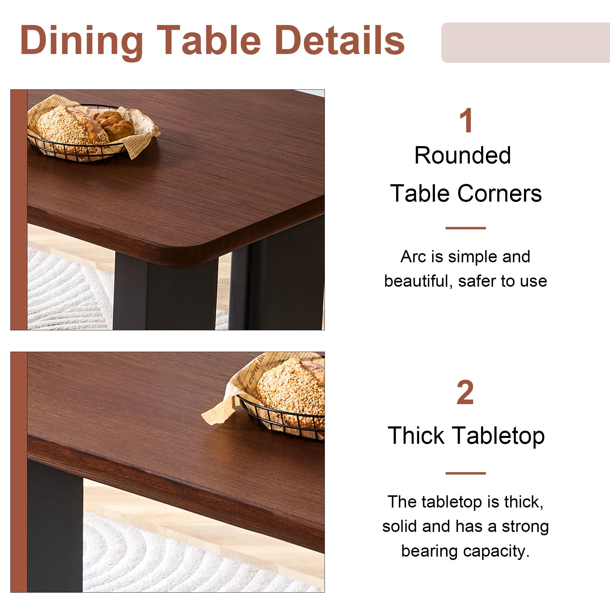 Compact Dining Table - Walnut / Black