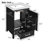 Bathroom Vanity With Ceramic Sink, Soft Close Drawers, Door Organizer, Divider Drawer, Adjustable Foot Pads