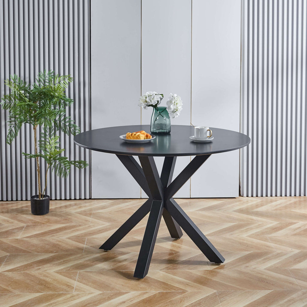 Table Mid-Century Dining Table For 4 - 6 People With Round Table Top, Pedestal Dining Table, End Table Leisure Coffee Table, Cross Leg