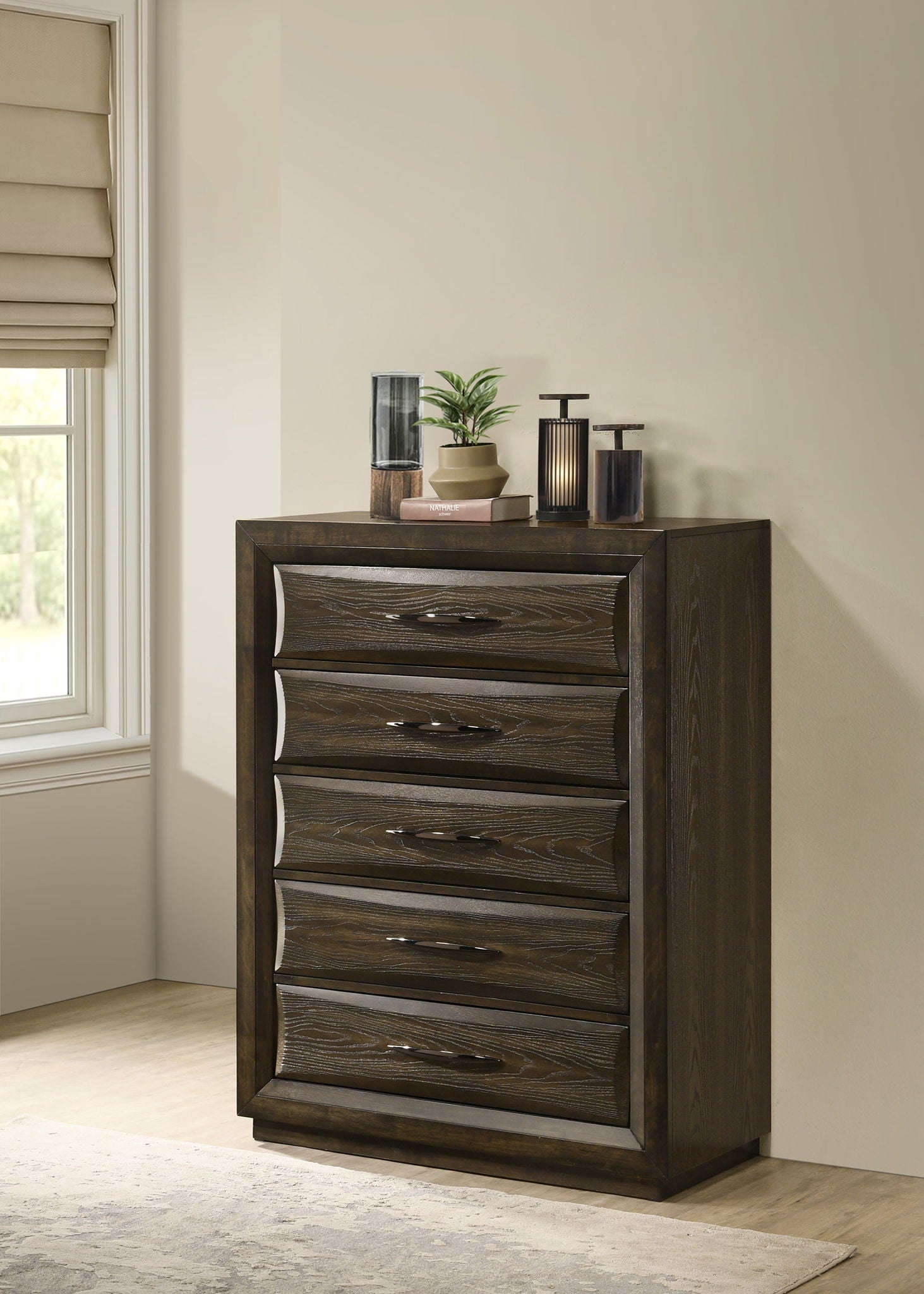 Atlas 5-drawer Bedroom Chest of Drawers Dark Oak