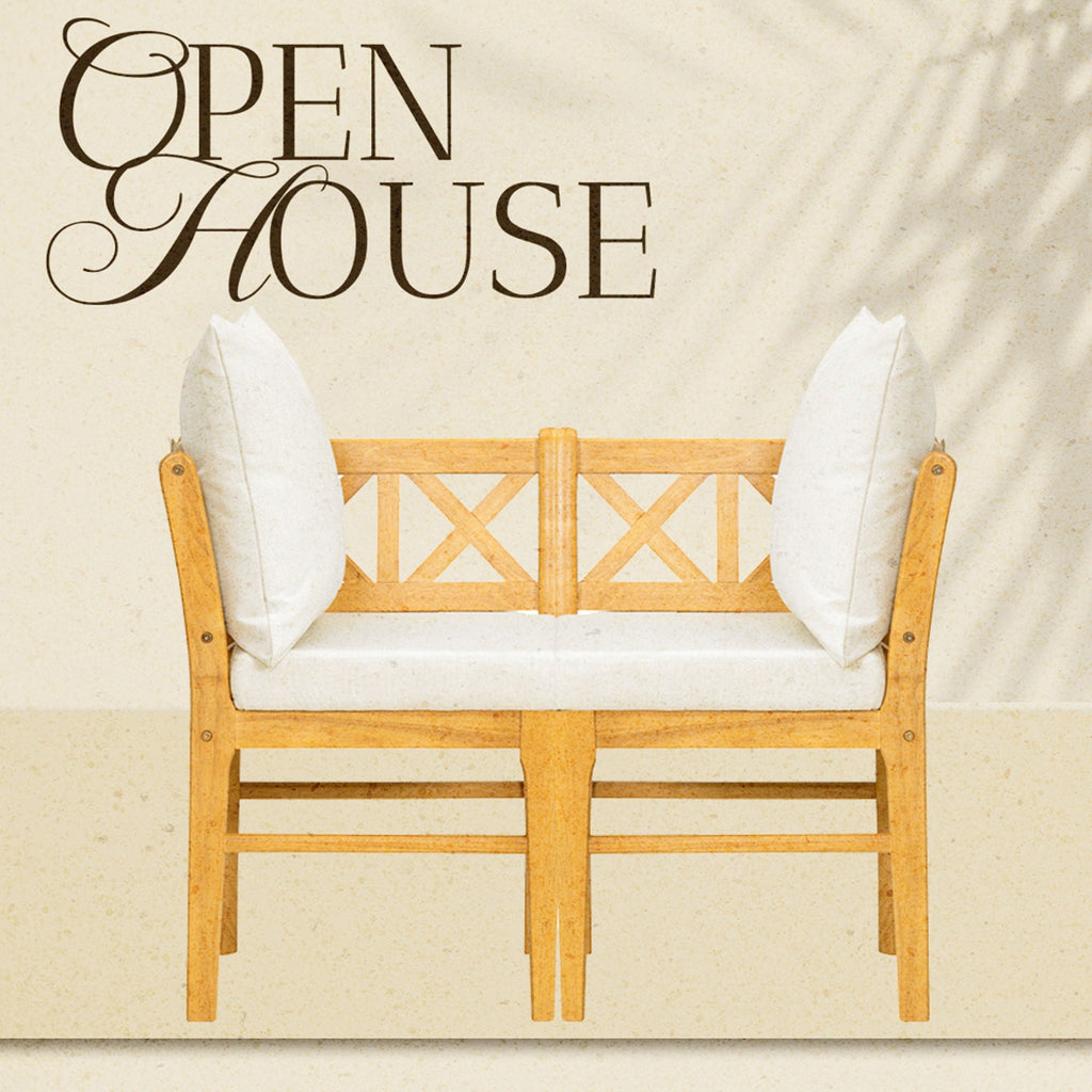Farmhouse Modern Dining Corner Chairs (Set of 2) With Handwoven Rattan Backrests And Solid Wood Legs - Natural / White