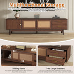 TV Stand For 80" TVs With Sliding Doors And Drawers, Accent Storage Unit - Dark Brown