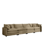 Modern Upholstered 4 Seater Fabric Sofa With Arm And Throw Pillows