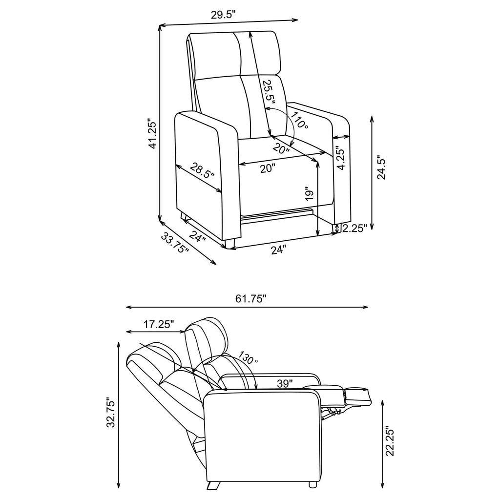 Push Back Recliner - Black