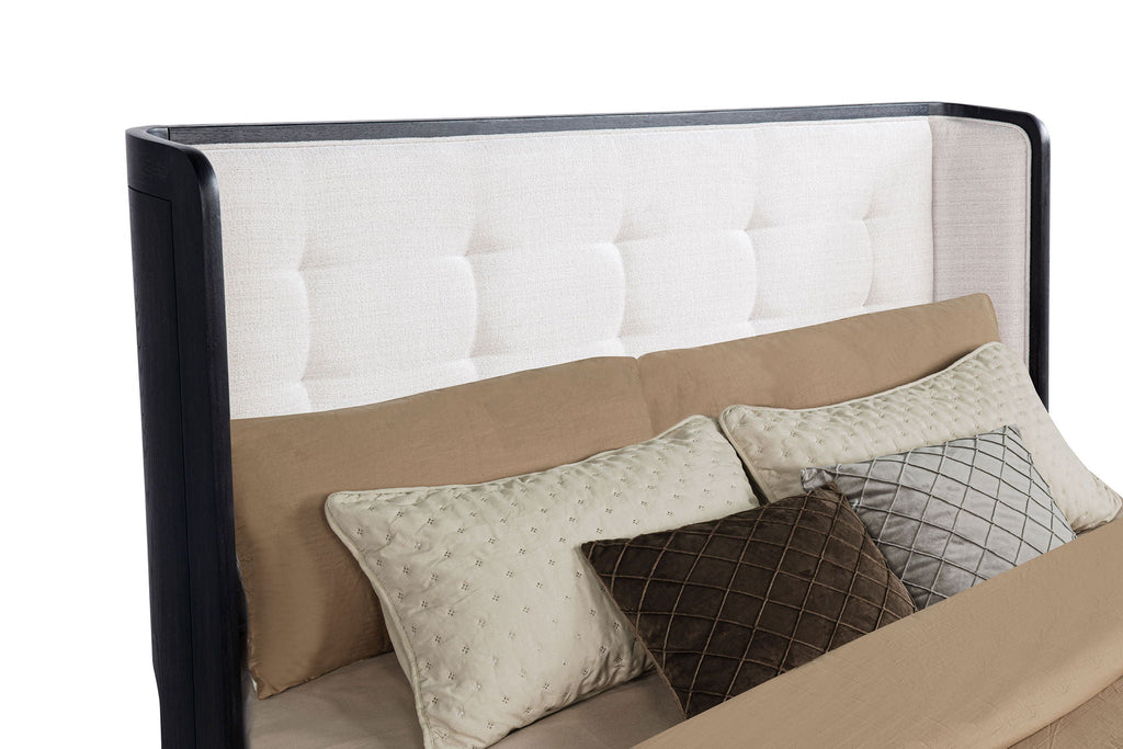Leandro 55-inch Queen Wingback Bed Burnished Black