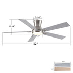 Low Profile Flush Mount Intergrated LED Ceiling Fan With Light And Reversible Quiet Motor