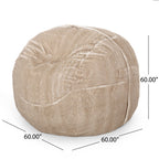 Vida - Modern 5 Foot Rounded Bean Bag - Snow White / Beige