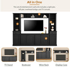 Minimalist Entertainment Wall Unit Set With Bridge For TVs Up To 75"