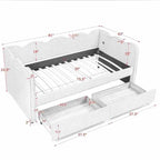 Gingham Daybed With USB Charging Port, Wave-Shaped Design