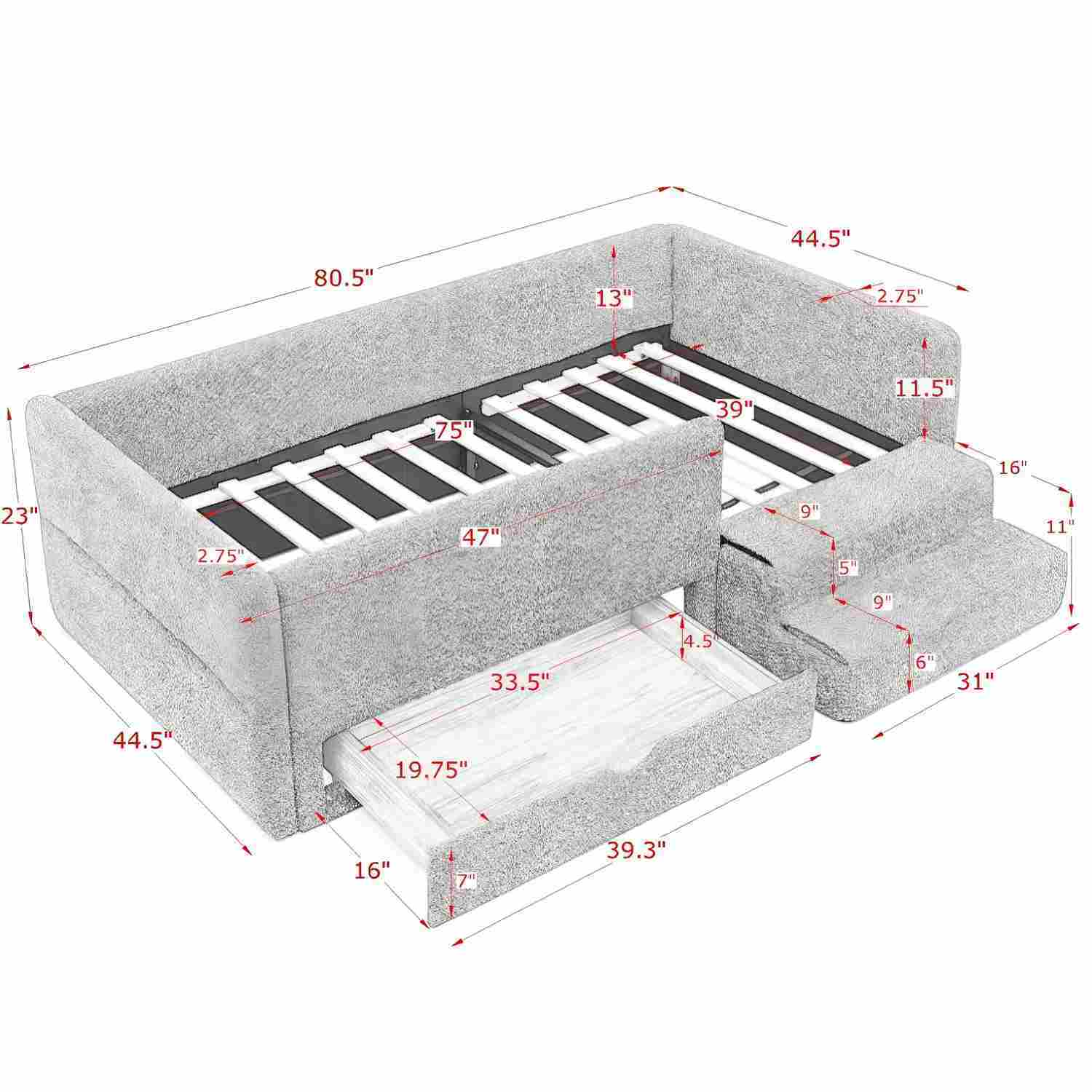 Safe Kids Bed With Guardrails And Storage