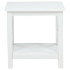 Skyview Square Pine Wood Side End Table with Shelf White