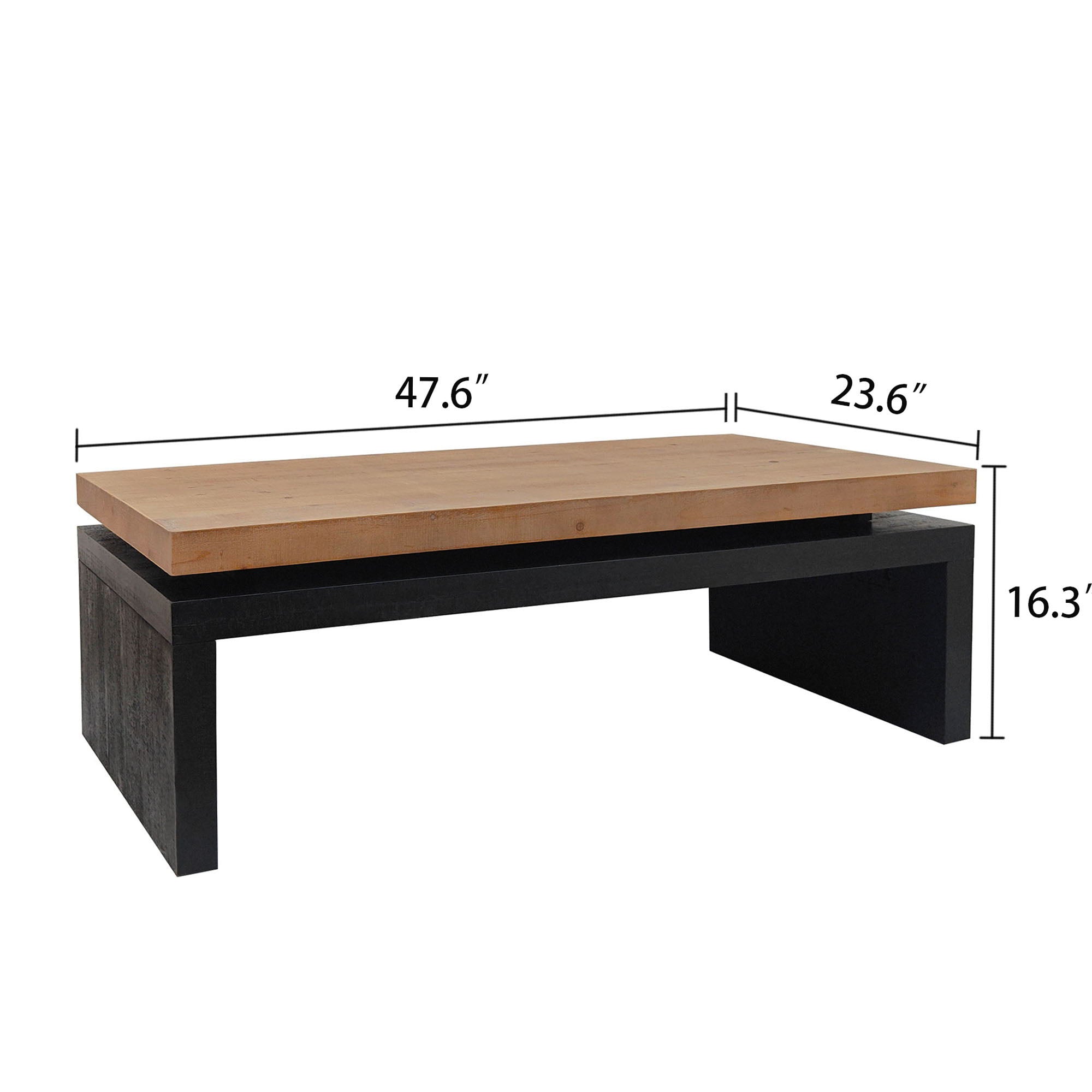 Coffee Table Rectangular Center Table For Living Room - Black / Natural / Multi / Natural Multi / Natural Wood / Natural Wood Wash