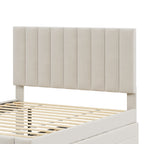 Upholstered Platform Bed With Twin Size Trundle And 3 Drawers