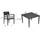 Outdoor Modern Dining Set, Chairs Sunbrella Cushioned And Dining Table With Umbrella Hole