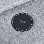 Fullar - Modular Console With Wireless Charger - Light Gary Chenille