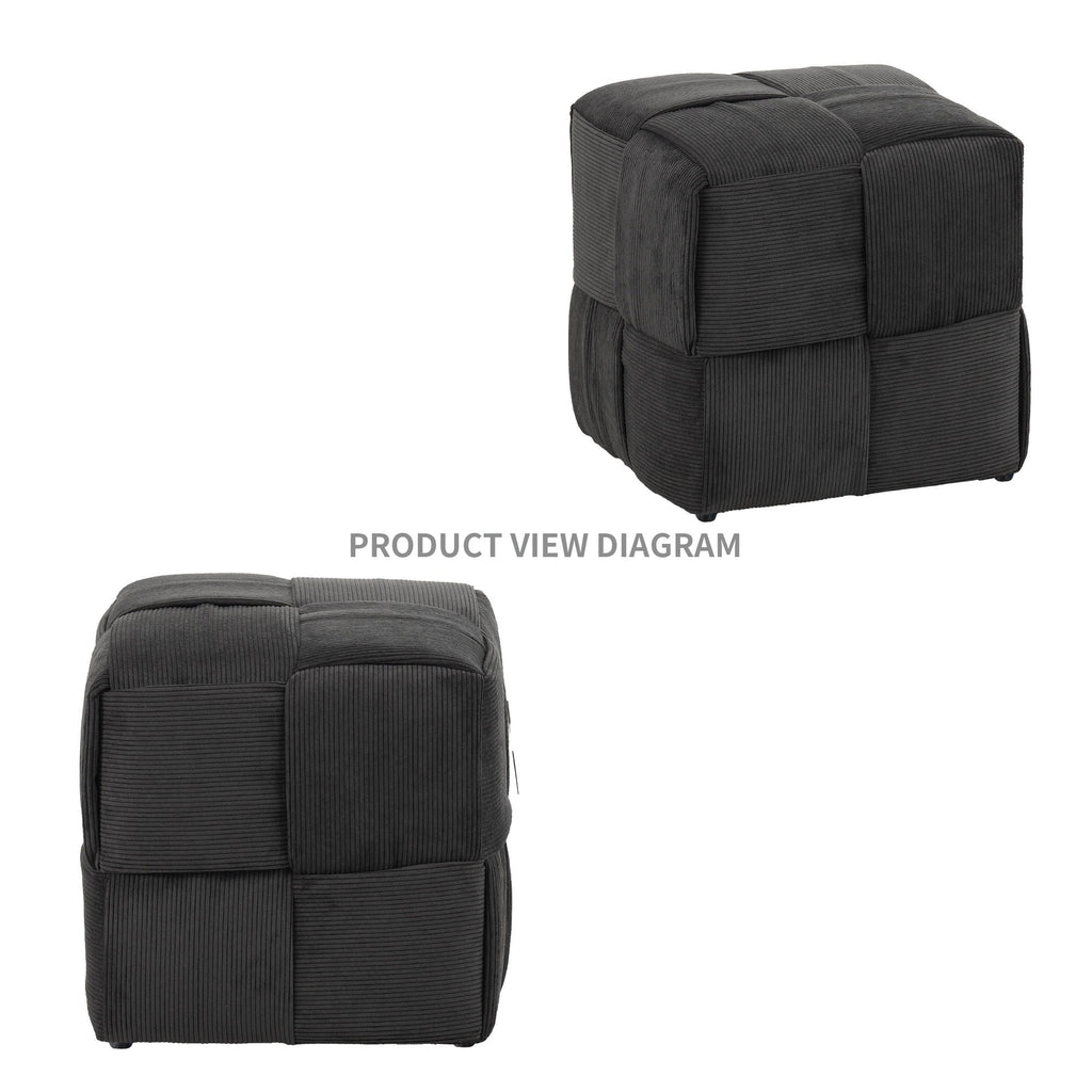 Modern Ottoman Foot Rest With Woven Design