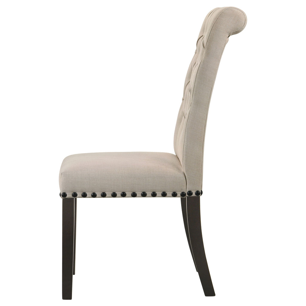 Alana Upholstered Dining Side Chair Beige Smokey Black (Set of 2)