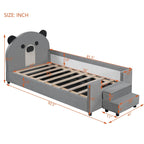 Upholstered Daybed With Bear Shaped Headboard, Hydraulic System And Breathable Fence