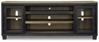 Foyland - XL TV Stand w/Fireplace Option - Black / Brown