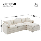 Modular Sectional With Deep And Wide Seat, Cloud Couch Set With Double Cushions Sofa With Movable Ottoman