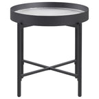 Ozella Round End Side Table with Recessed Top Sandy Black