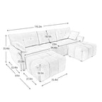 Sofa Set With Ottoman And Pillows, Textured, High Resilience Cushions