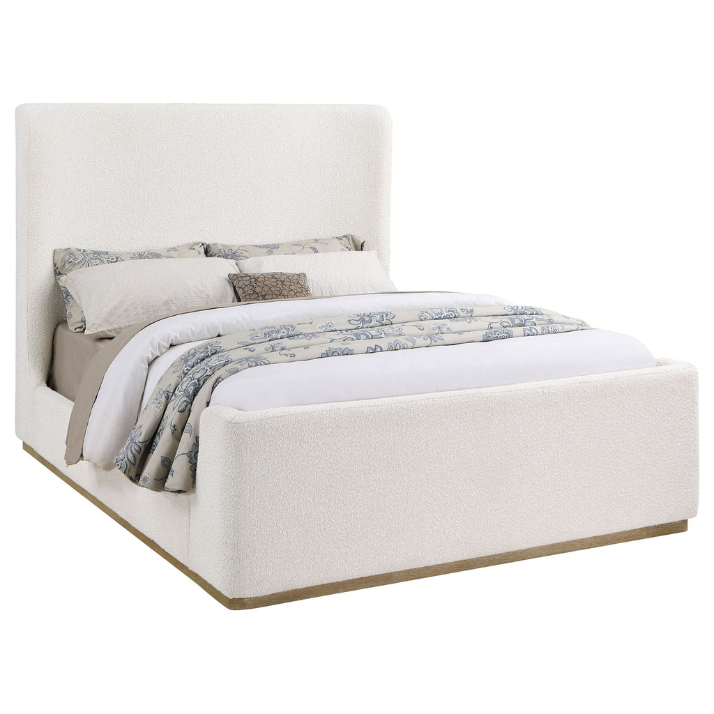 Nala Queen Bouclé Upholstered Platform Bed Cream