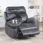 Hirah - Motion Glider Recliner - Dark Gray Polish Microfiber