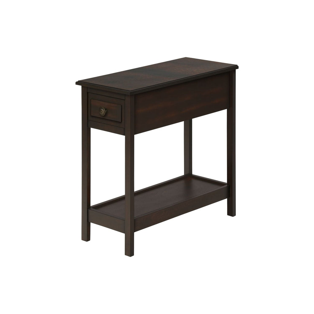 Accent End Table, 2 Tier, Storage Drawer, Transitional - Walnut