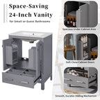 Bathroom Vanity With Integrated Undermount Ceramic Sink, 2 Doors And 1 Drawer, Soft Close Hinges
