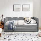Gingham Daybed With USB Charging Port, Wave-Shaped Design