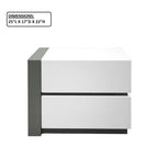 Nightstand Bedside Table With 2 Drawer For Bedroom - White / Silver