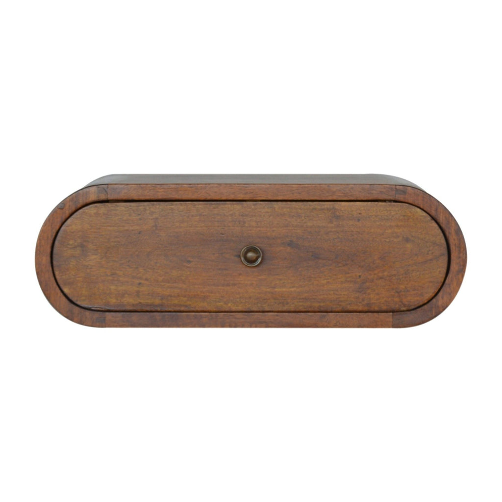 Wall Mounted Round Bedside Table - Chestnut