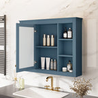 Wall Mounted Medicine Cabinet With Mirror, Storage Cabinet Featuring 6 Open Shelves And Adjustable Interior