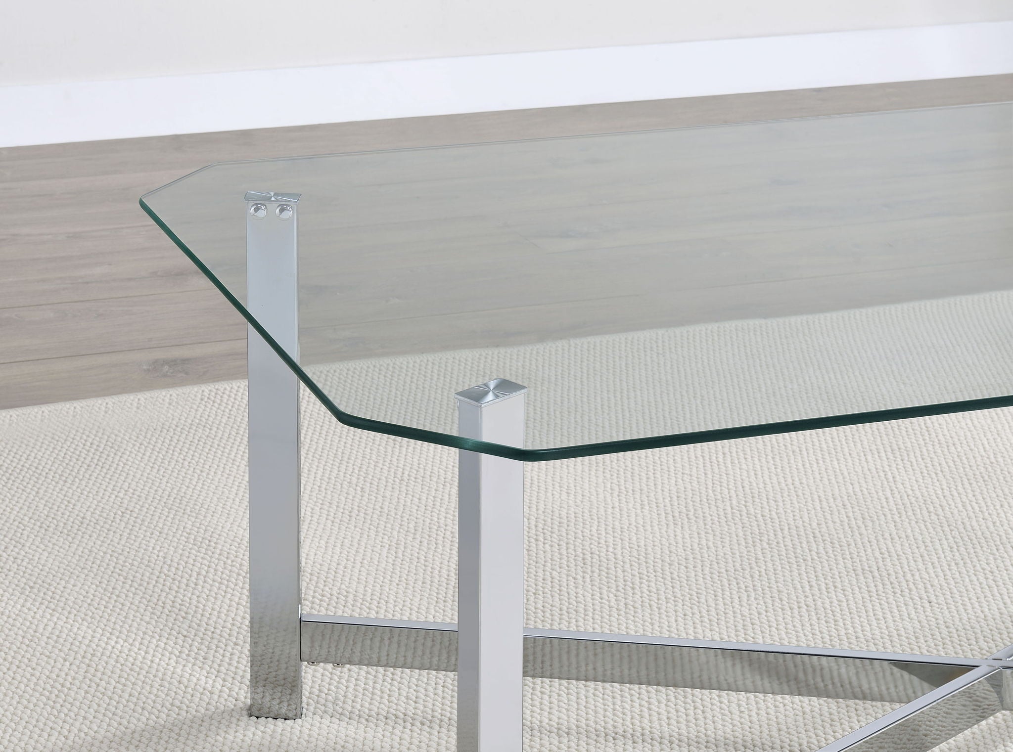 Cronin Square Tempered Glass Top Side End Table Chrome
