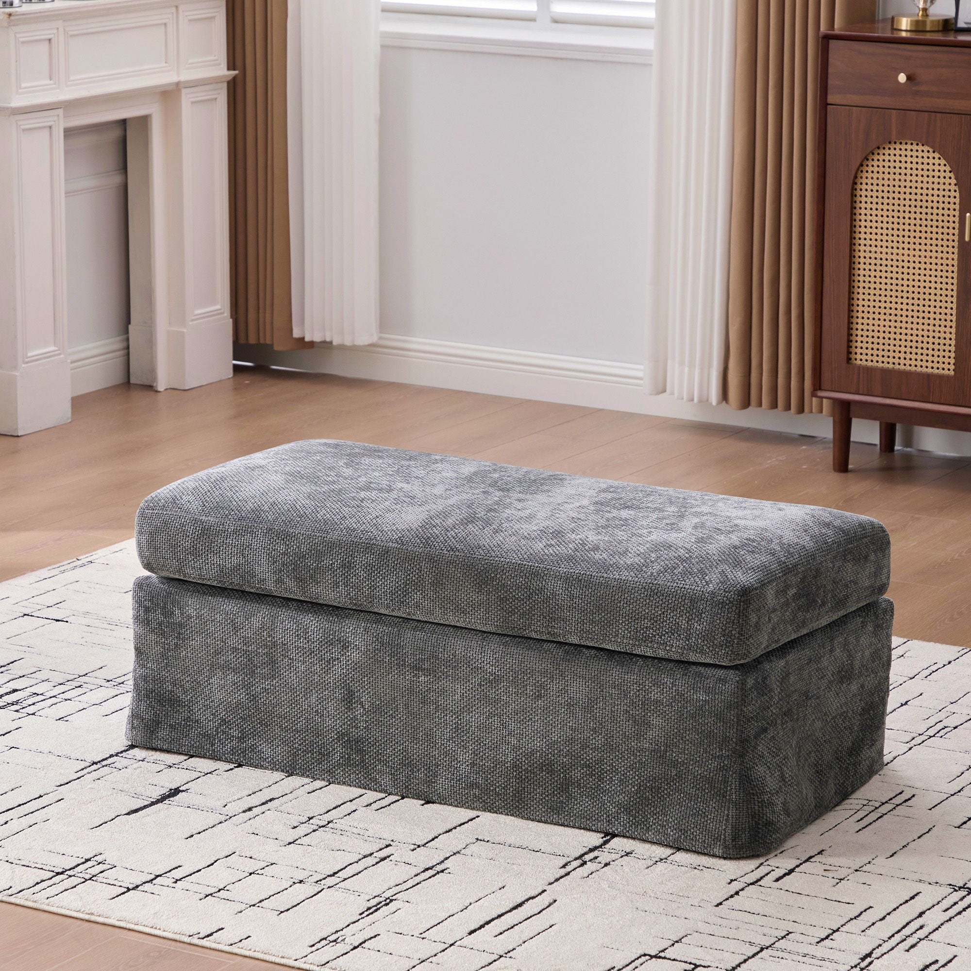Ottoman Foot Stool With Metal Legs
