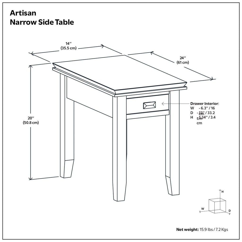 Artisan - Handcrafted Narrow Side Table