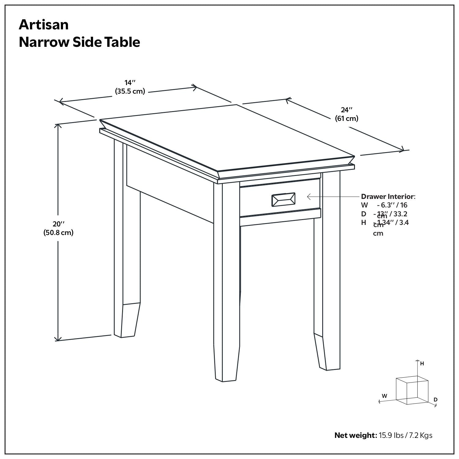 Artisan - Handcrafted Narrow Side Table