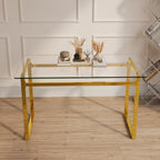 Modern Minimalist Rectangular Dining Table With Tempered Glass Top