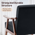 Mid Century Modern Accent Chair With Solid Wood Frame And Extra Thick Backrest