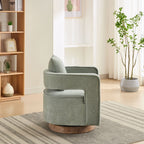 Swivel Accent Open Back Barrel Chair With Weathered Base