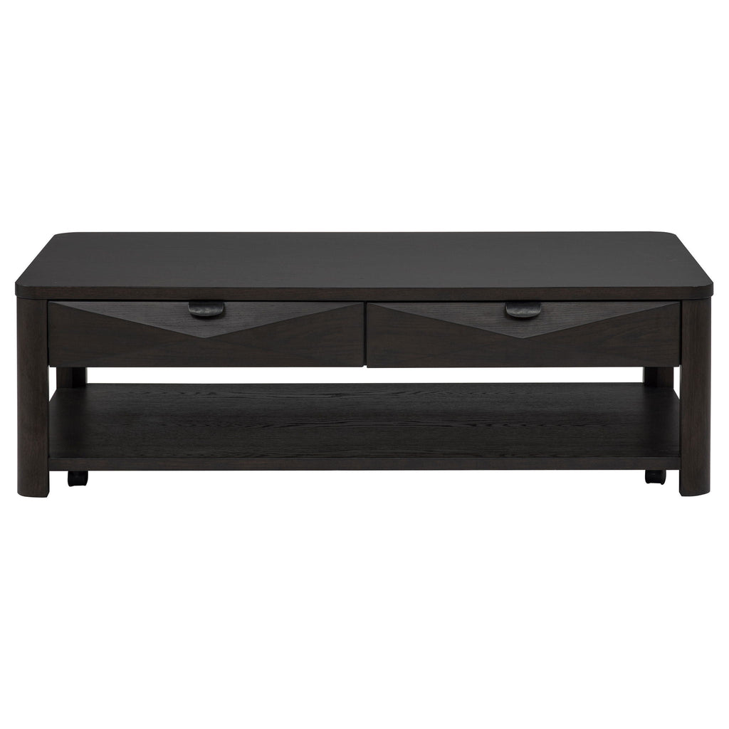 Marcelo Wood Coffee Table with 2 Drawers and Shelf Coffee