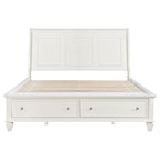 Sandy Beach Wood Eastern King Storage Panel Bed Cream White