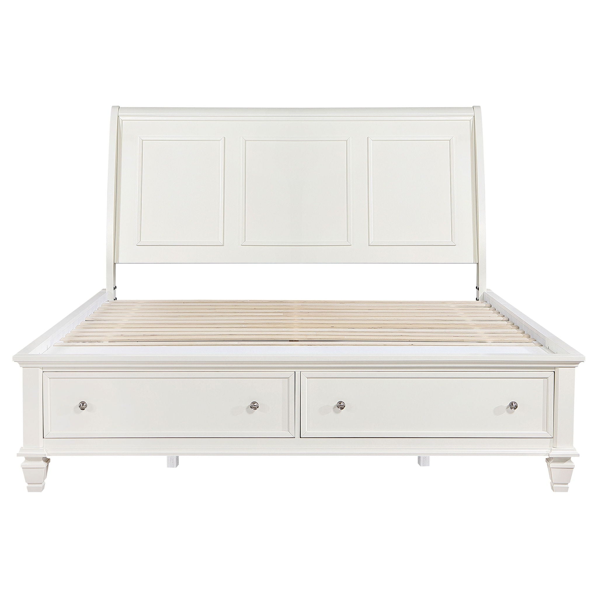 Sandy Beach Wood Eastern King Storage Panel Bed Cream White
