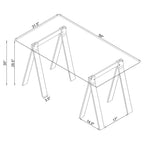 Amaturo 59-inch Glass Top Acrylic Writing Desk Clear