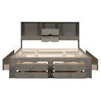 Platform Bed With Storage Headboard And 8 Drawers