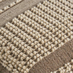 Rustic Wool And Cotton Large Pouf, Handcrafted Tufted Design - Brown / Beige