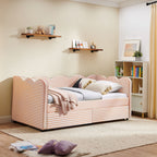 Gingham Daybed With USB Charging Port, Wave-Shaped Design
